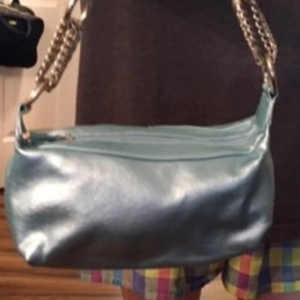 Brand new Never Used Light blue Metallic Purse